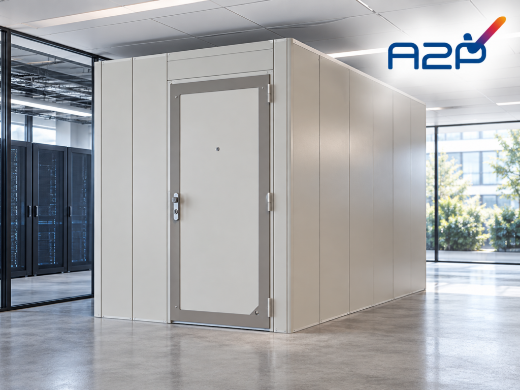Enceinte de sécurité modulaire BUNKERKIT de Metal Quartz – certifications A2P CR3, CR4 et CR5.